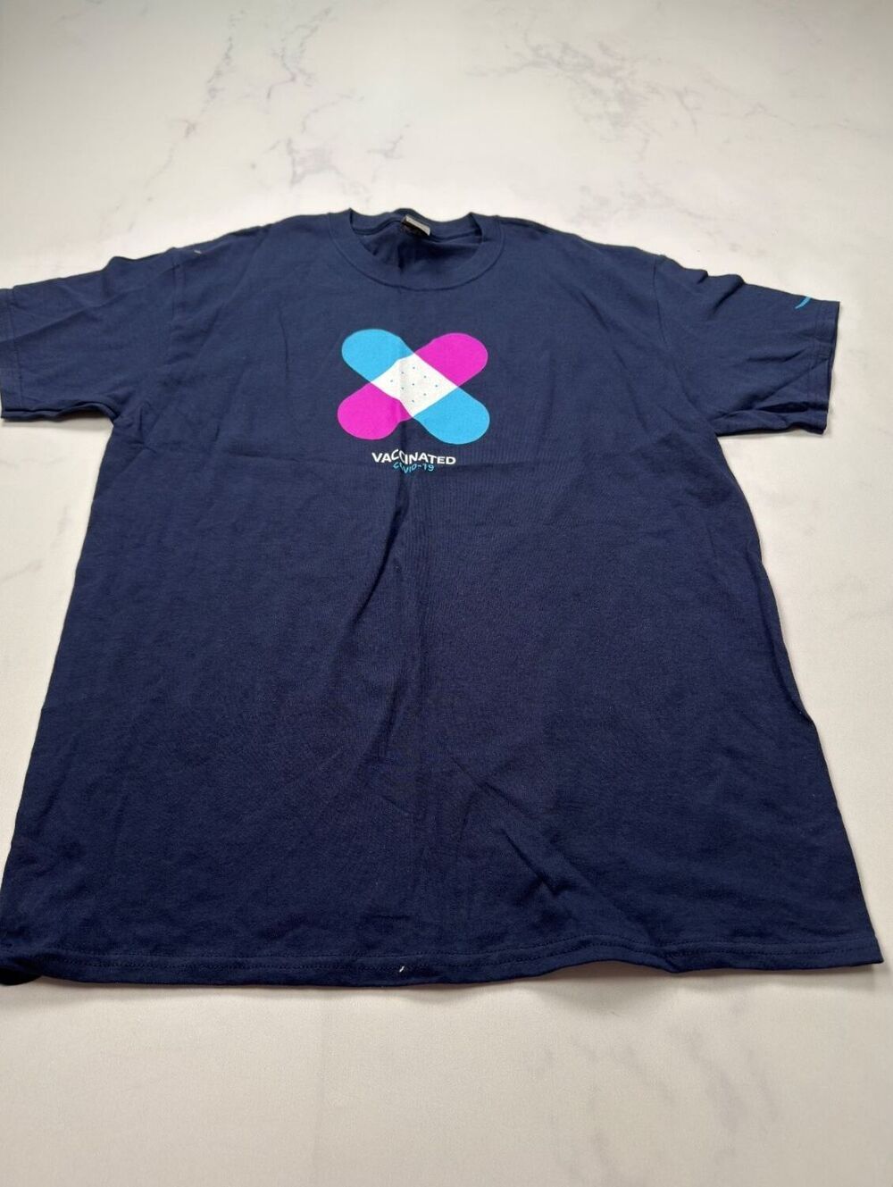 Vaccinated Graphic Tee Navy Streetwear - Mens L